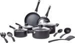 Basics Non-Stick Cookware 15-Piece Set, Pots, Pans and Utensils, Black