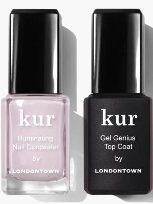 LONDONTOWN kur Pink Conceal & Go Duo Set, Includes Pink Nail Illuminating Concealer & Gel Genius Top Coat